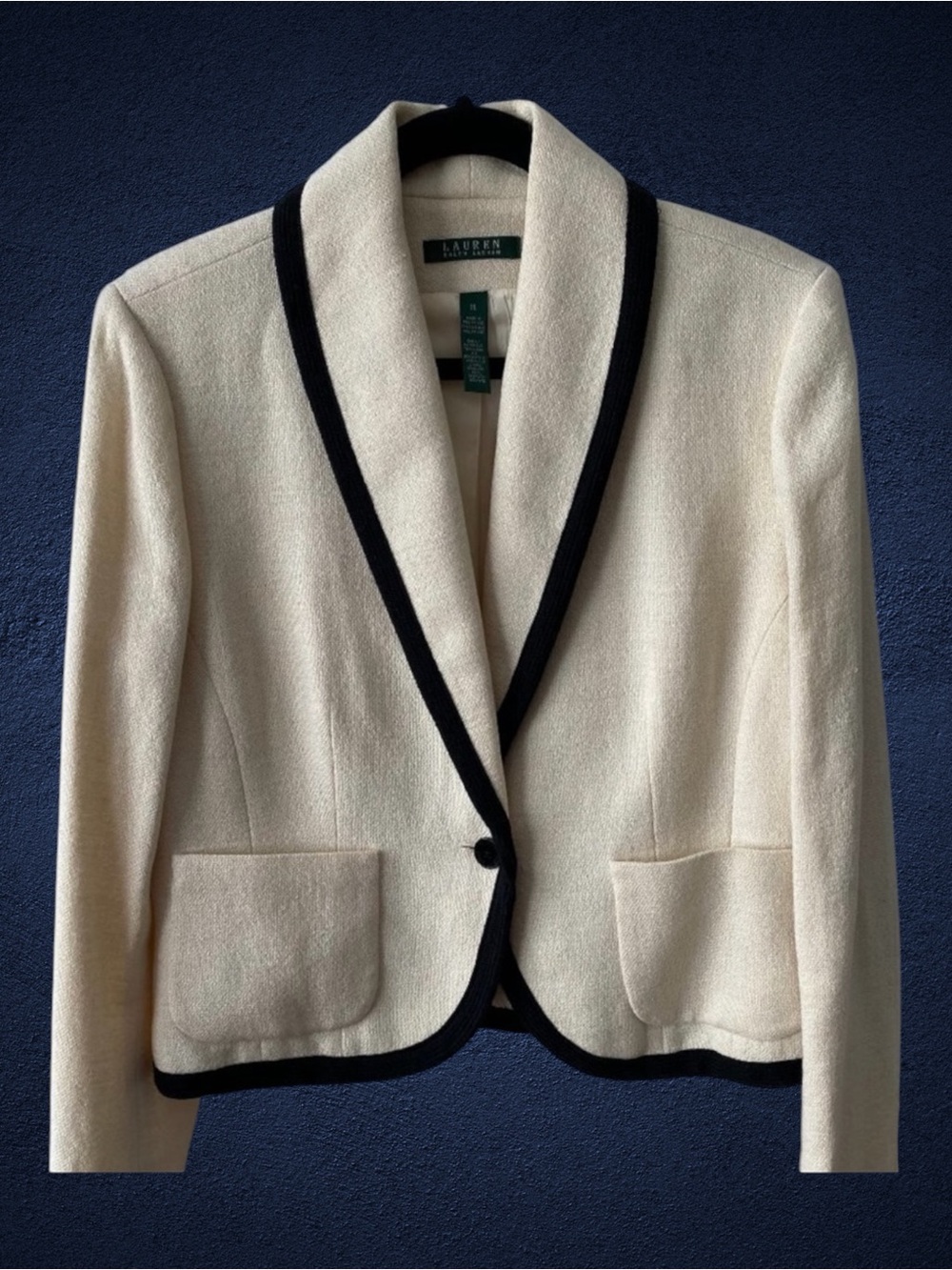 Vintage Lauren Ralph Lauren Cream Blazer with Black Trim